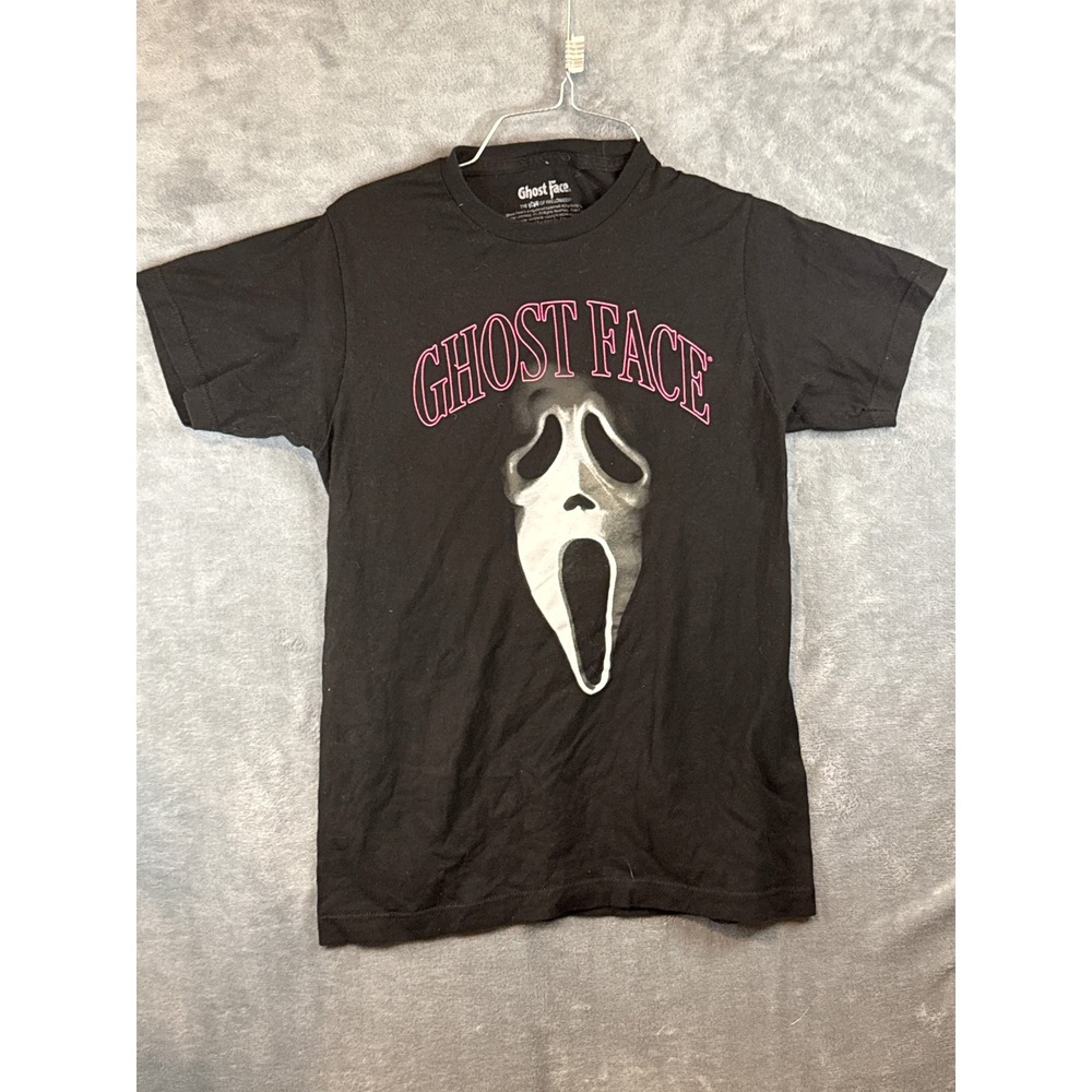 Ghost Face Scream Movie Graphic T-Shirt Mens Small Black Pink Horror Halloween